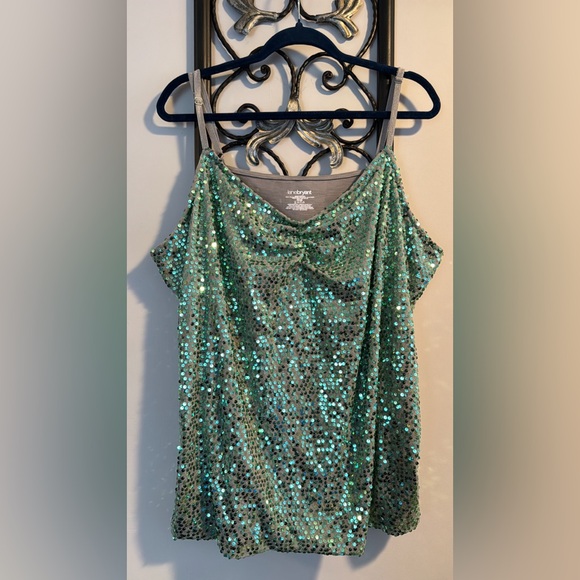 Lane Bryant Tops - Lane Bryant Front Green Sequined Cami